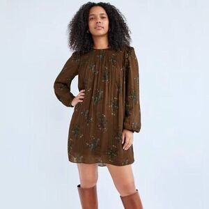 ARITZIA WILFRED Paulina smocked prairie DRESS LARGE